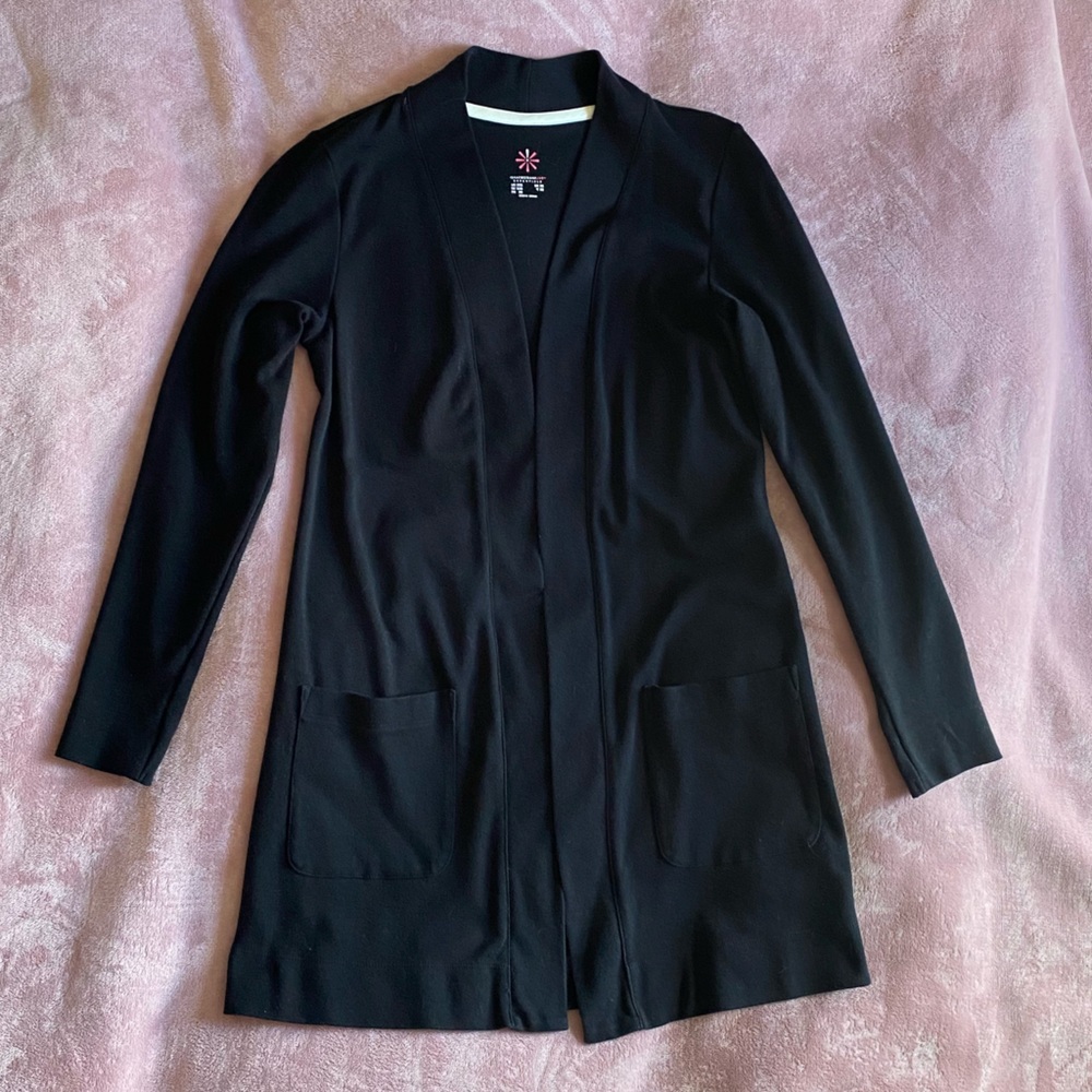 Isaac Mizrahi Essentials open front knit cardigan - black